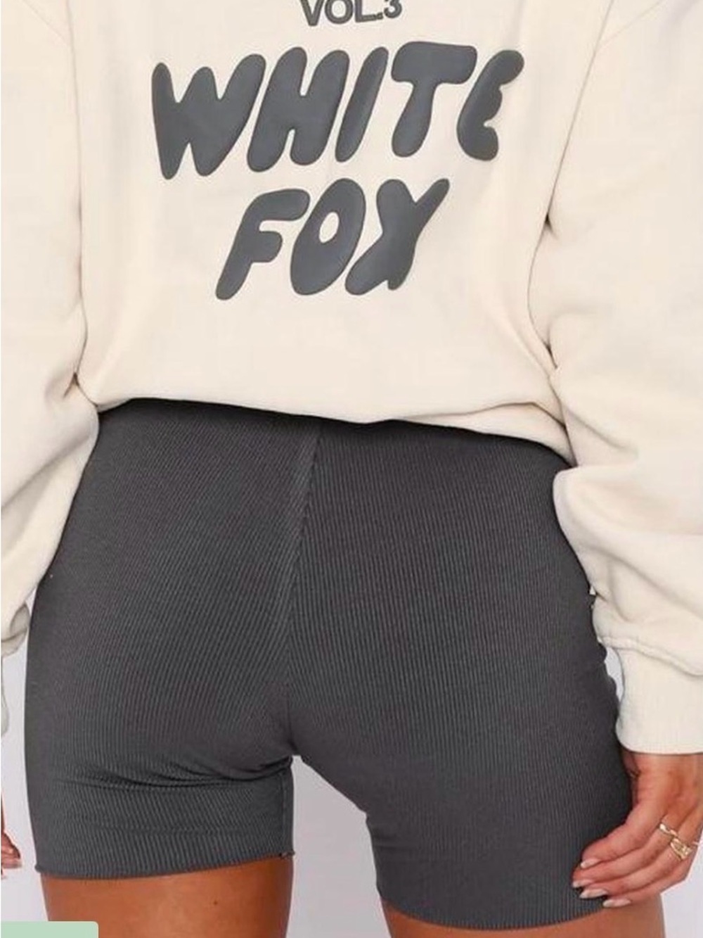 White Fox Boutique Sage Green Ribbed Biker Shorts in Rayon and Spandex